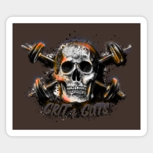 Grit and Guts Skull Neon Orange Sticker